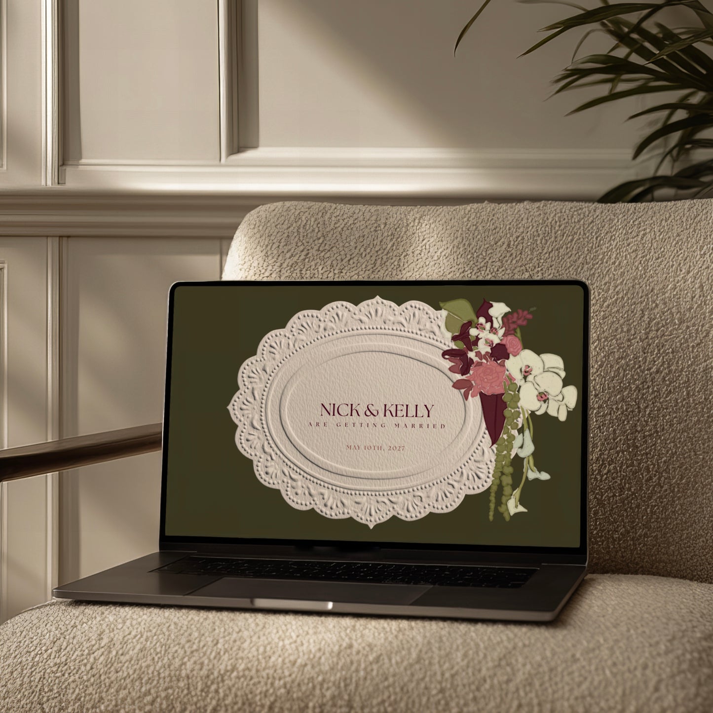 Burgundy & Green Canva Wedding Website Template | Digital Wedding Invitation