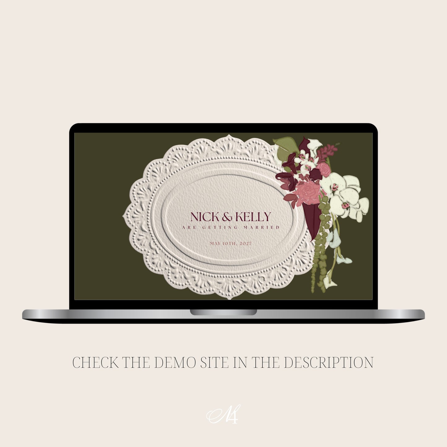 Burgundy & Green Canva Wedding Website Template | Digital Wedding Invitation
