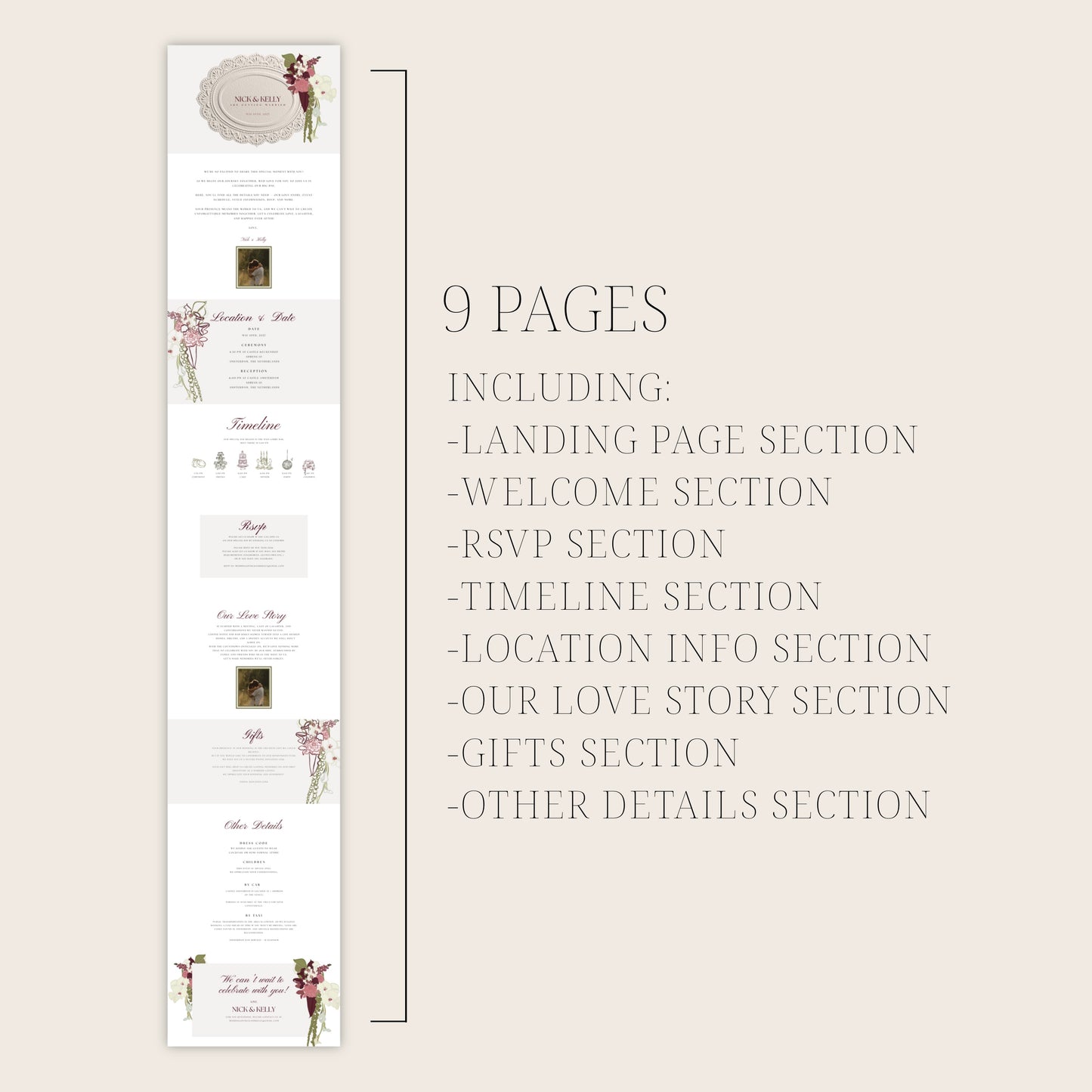 Beige Canva Wedding Website Template | Digital Wedding Invitation