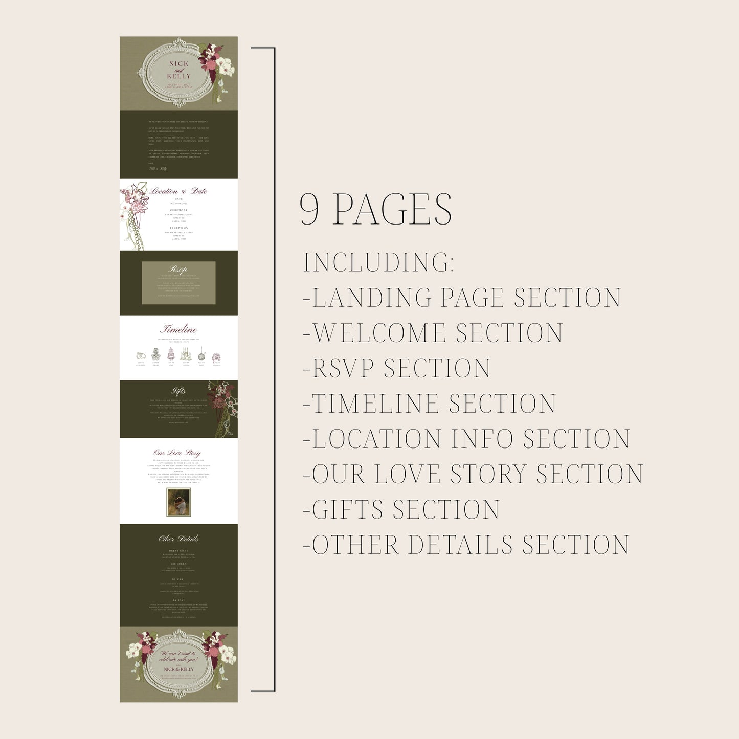 Green Canva Wedding Website Template | Digital Wedding Invitation