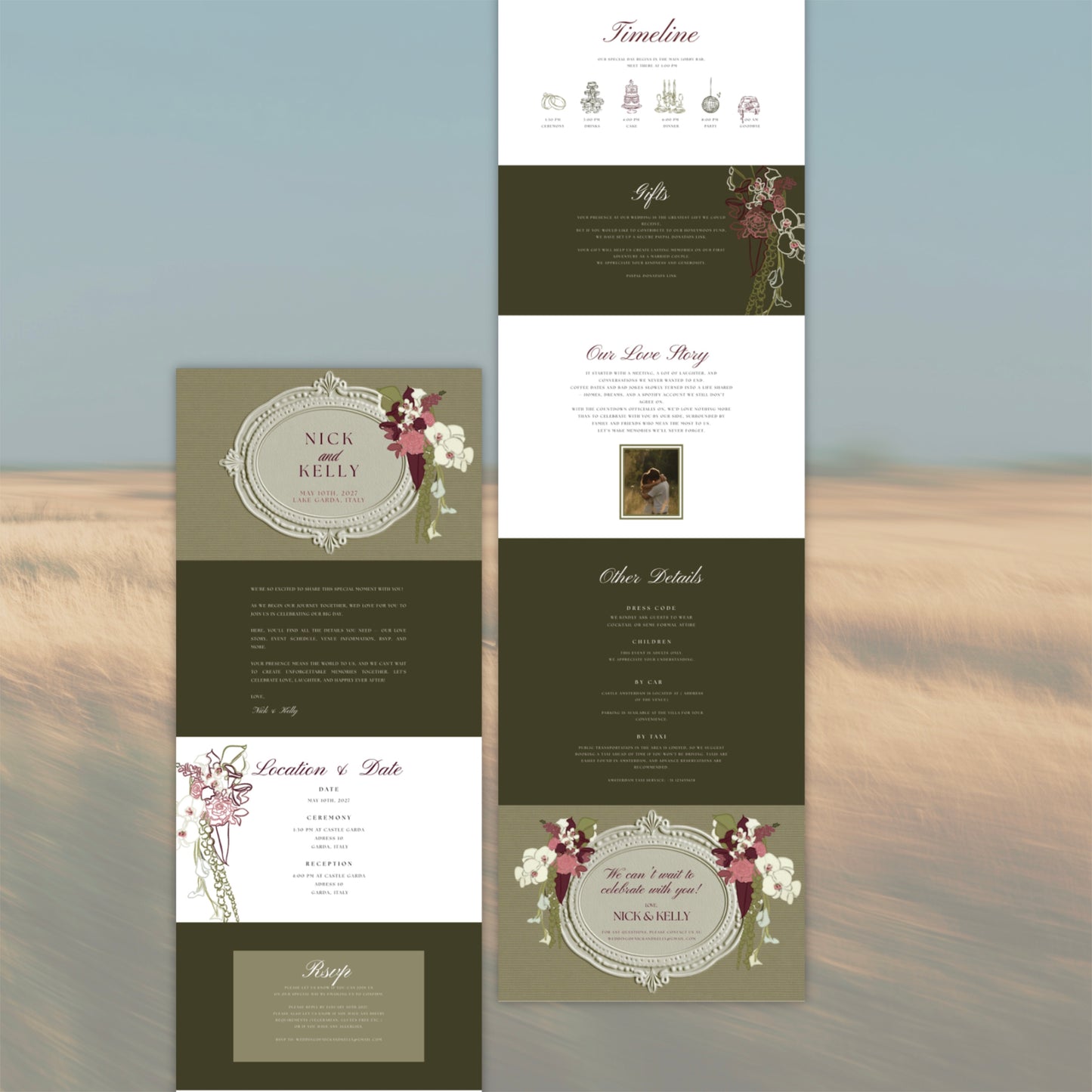 Green Canva Wedding Website Template | Digital Wedding Invitation