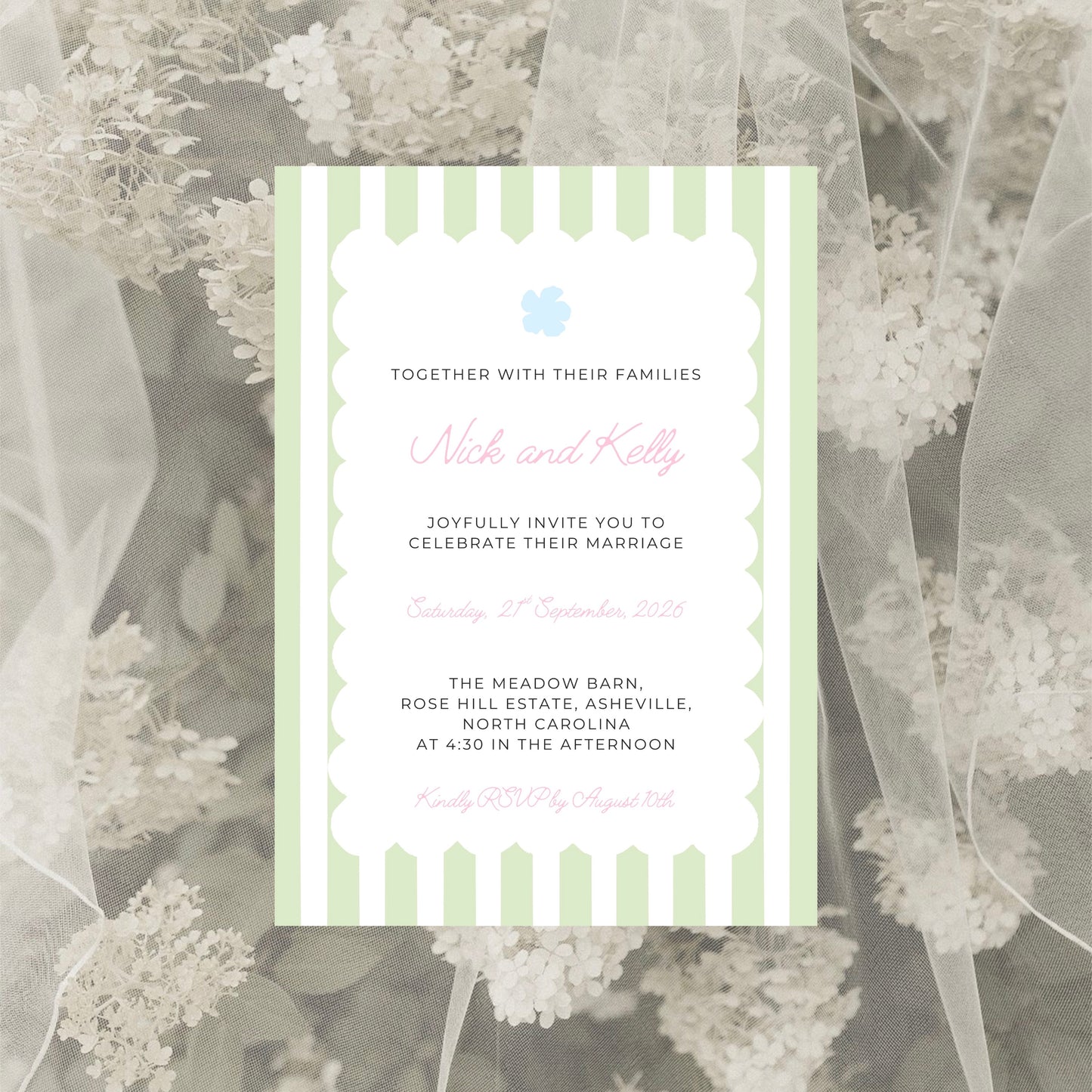 Soft Garden Wedding Invitation Suite Canva Template