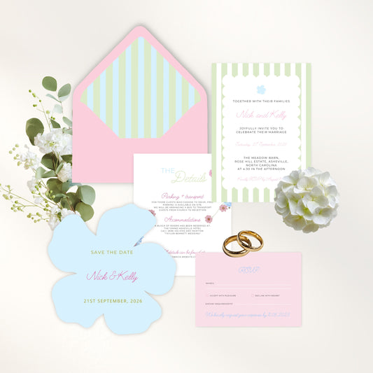 Soft Garden Wedding Invitation Suite Canva Template