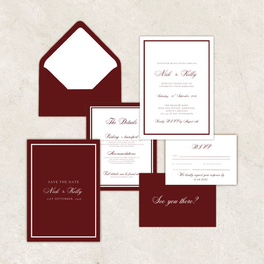 Luxury Old Money Wedding Invitation Suite Template