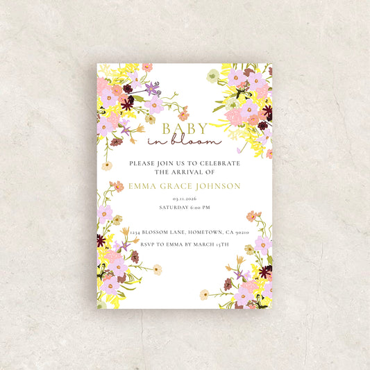 Baby in Bloom Invitation | Babyshower Canva Template