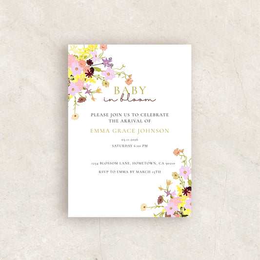 Baby in Bloom Invitation | Babyshower Canva Template