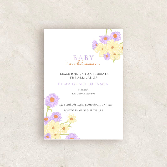 Baby in Bloom Invitation | Babyshower Canva Template