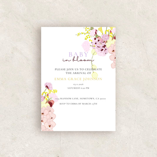 Baby in Bloom Invitation | Babyshower Canva Template