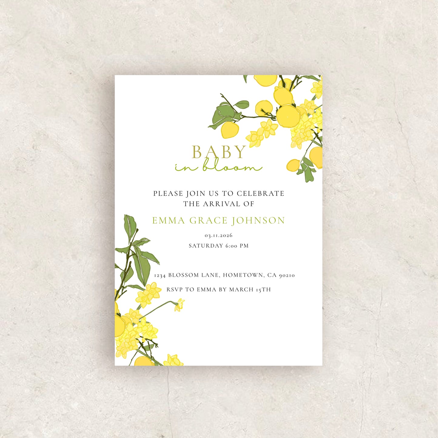 Baby in Bloom Invitation | Babyshower Canva Template