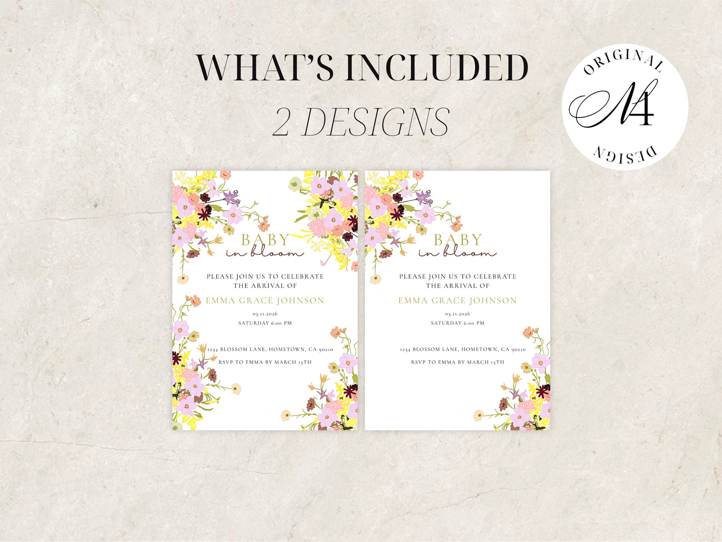Baby in Bloom Invitation | Babyshower Canva Template