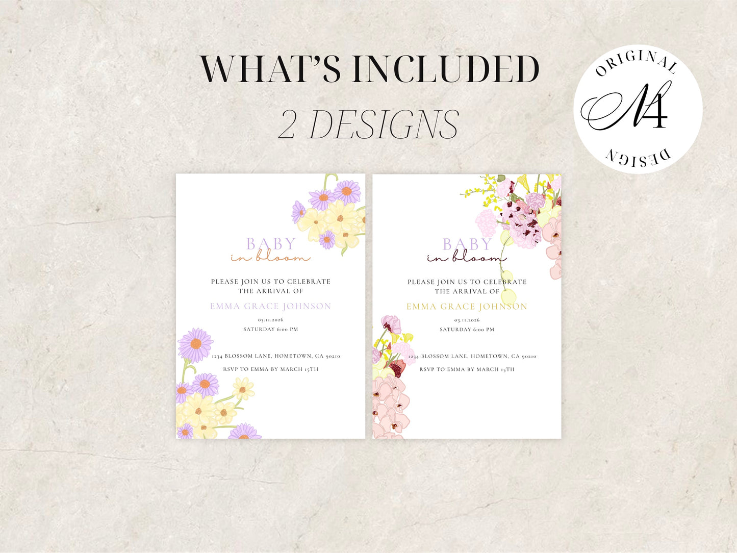 Baby in Bloom Invitation | Babyshower Canva Template