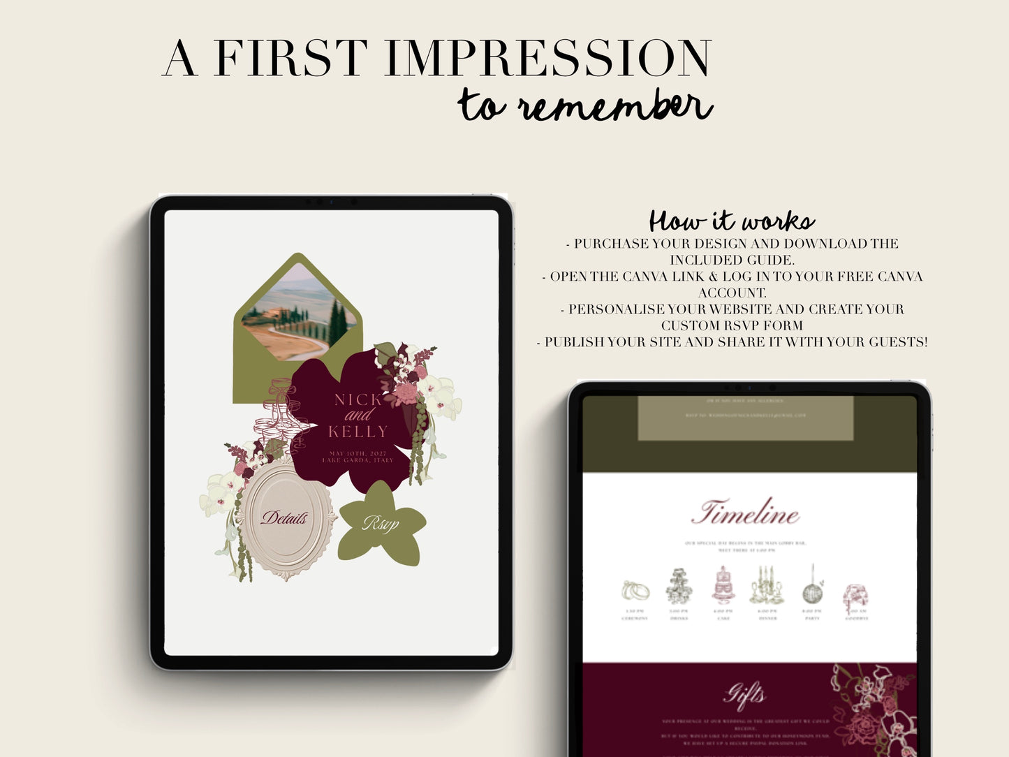 Italian Canva Wedding Website Template | Digital Wedding Invitation