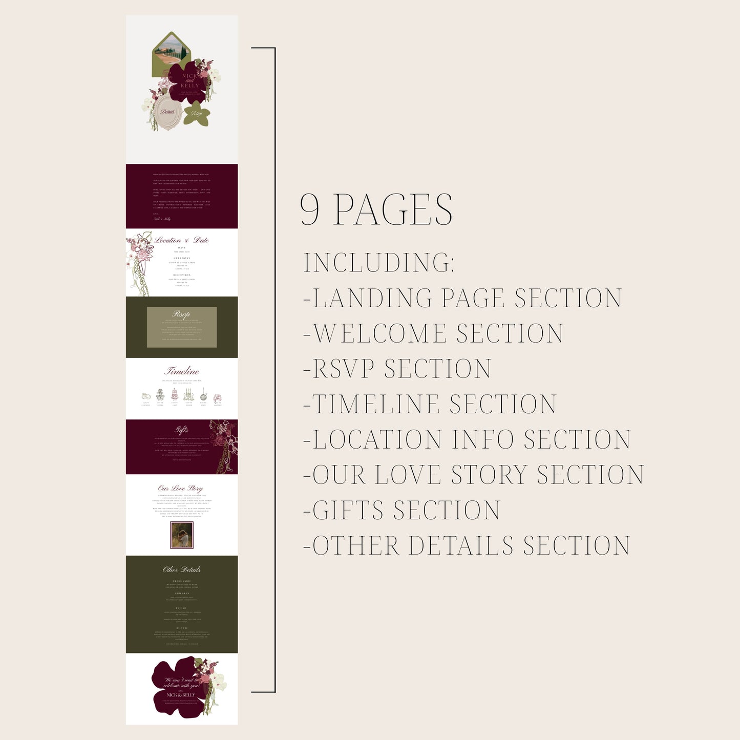 Italian Canva Wedding Website Template | Digital Wedding Invitation