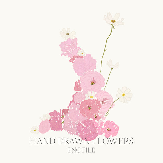 Hand Drawn Flowers PNG File