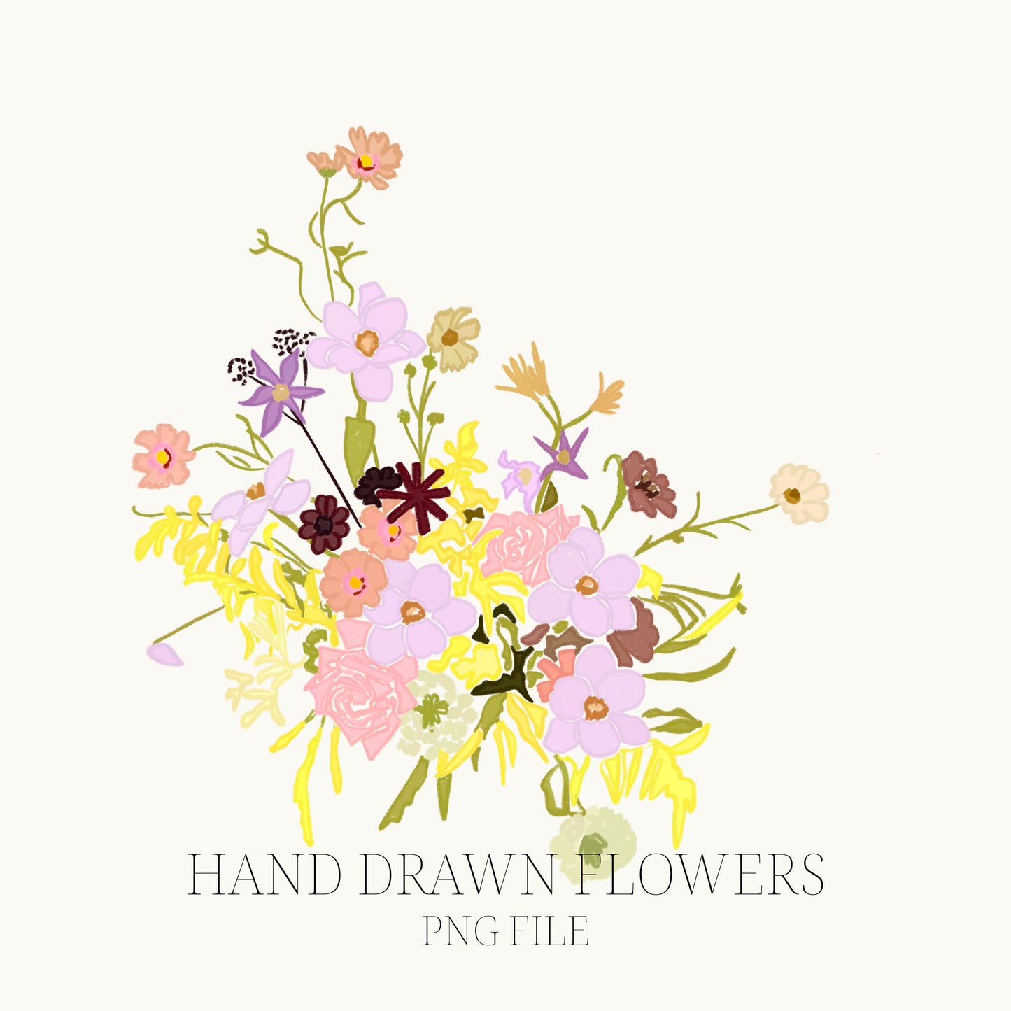 Hand Drawn Flowers PNG File