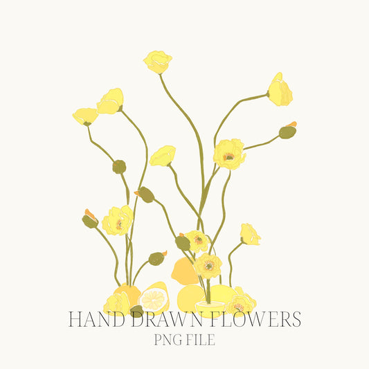 Hand Drawn Flowers PNG File