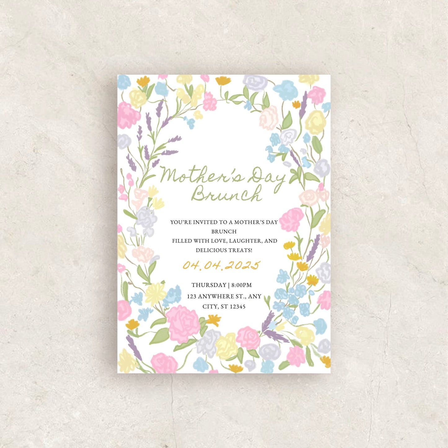 Mother’s Day Brunch Invitation | Hand Drawn Canva Template