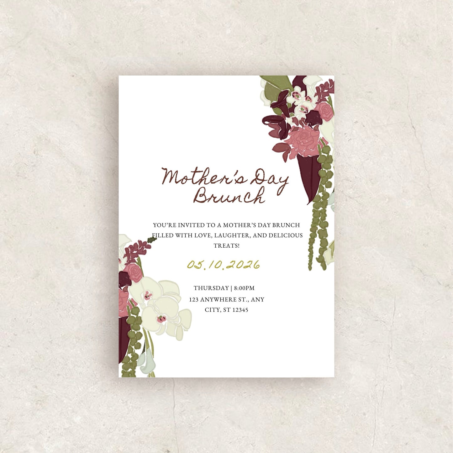 Mother’s Day Brunch Invitation | Hand Drawn Canva Template