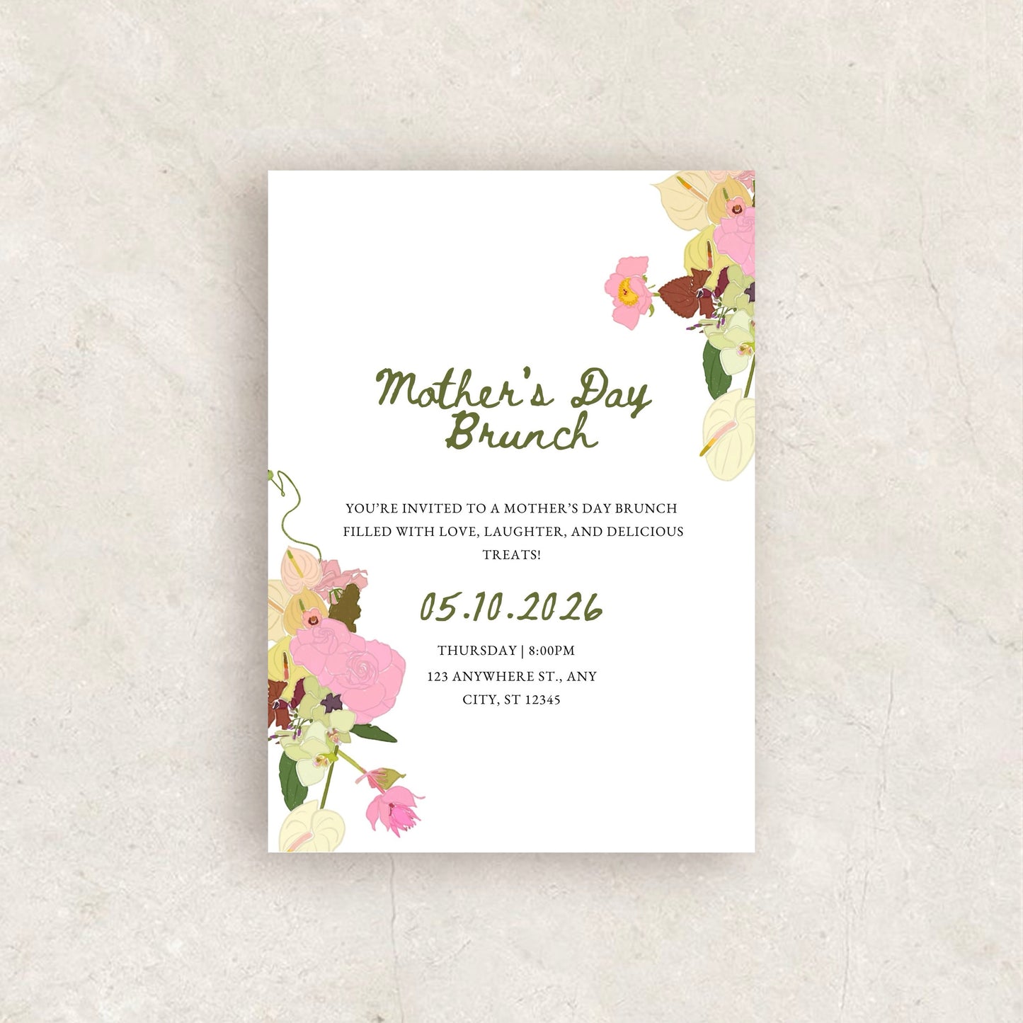 Mother’s Day Brunch Invitation | Hand Drawn Canva Template