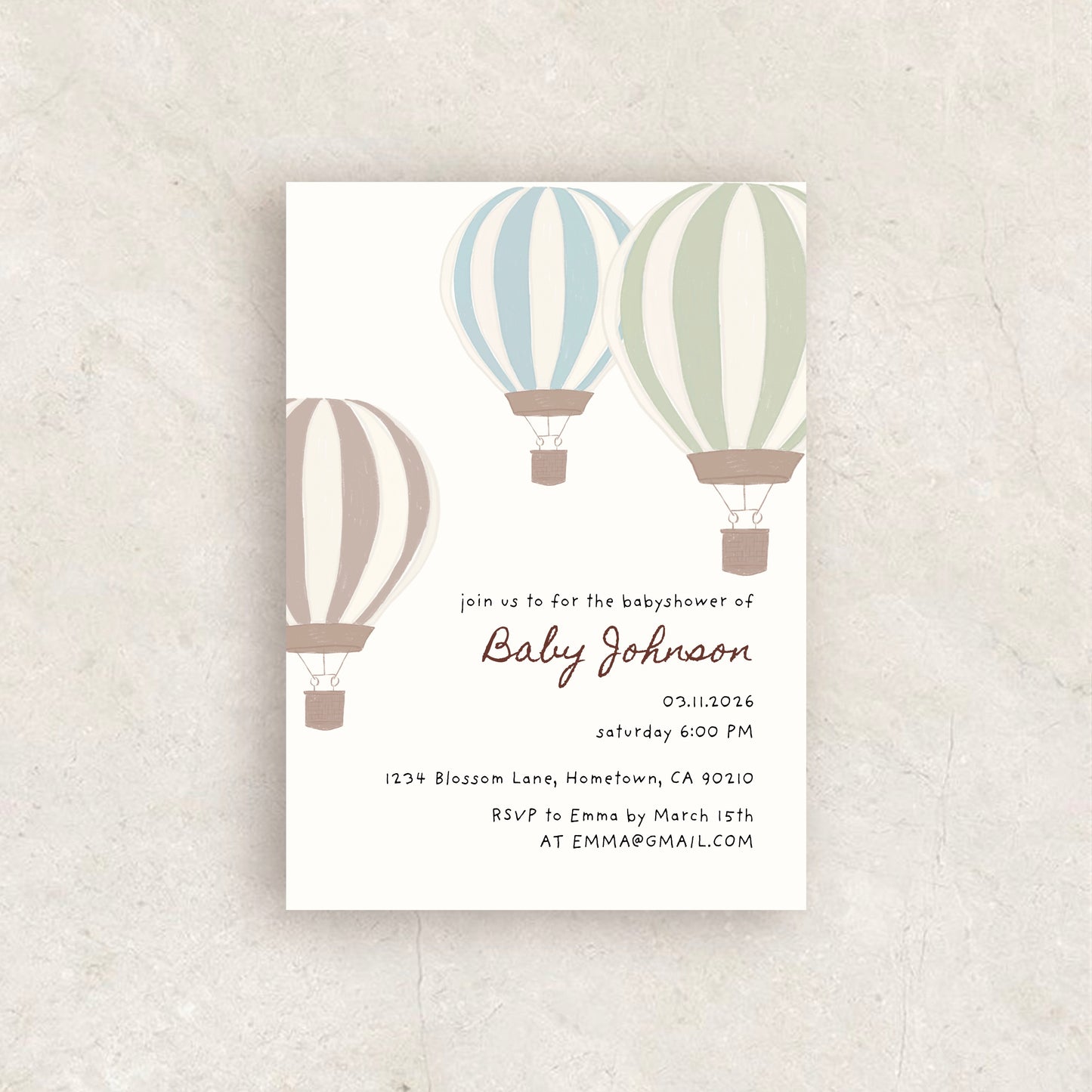 Balloons Baby Shower Invitation | Babyshower Canva Template