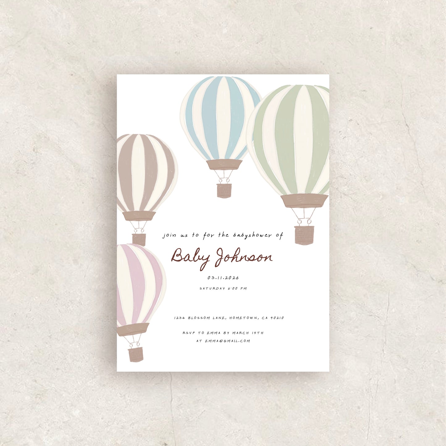 Balloons Baby Shower Invitation | Babyshower Canva Template