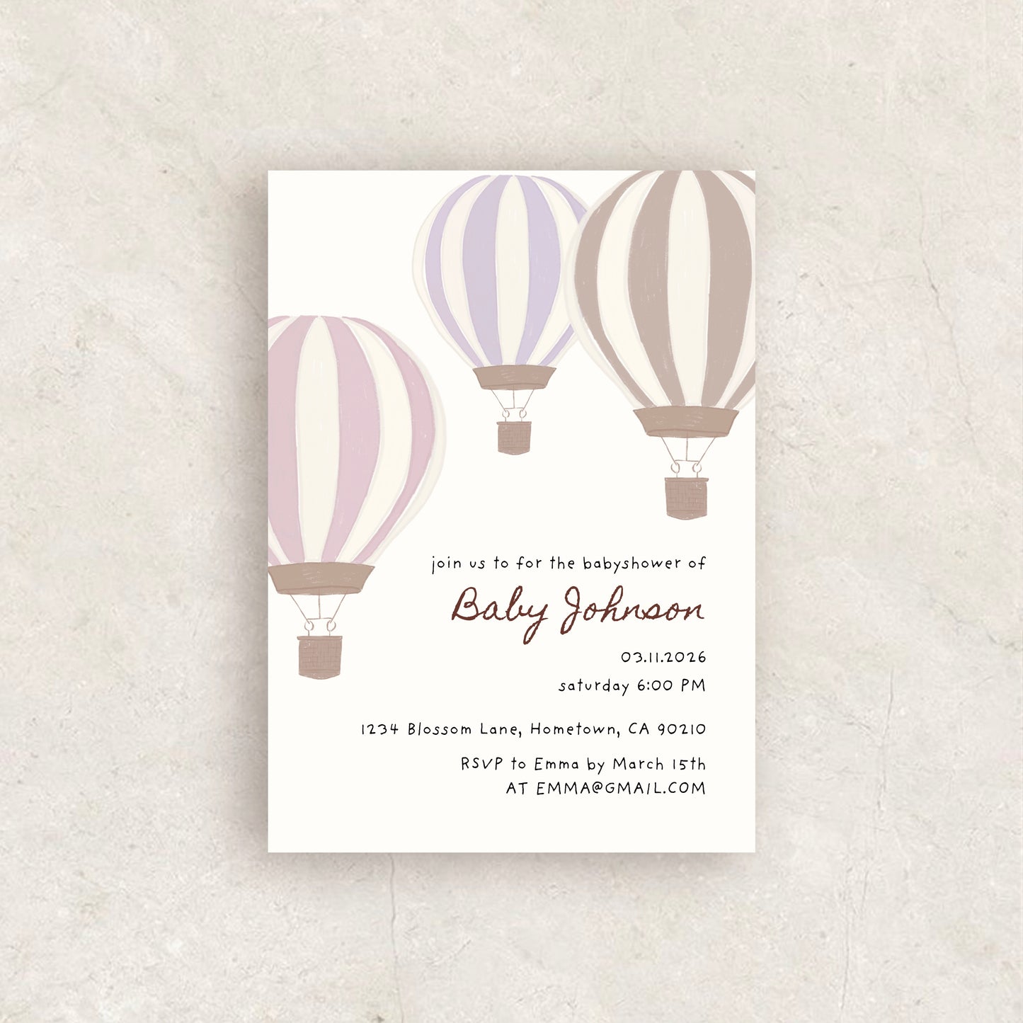 Balloons Baby Shower Invitation | Babyshower Canva Template