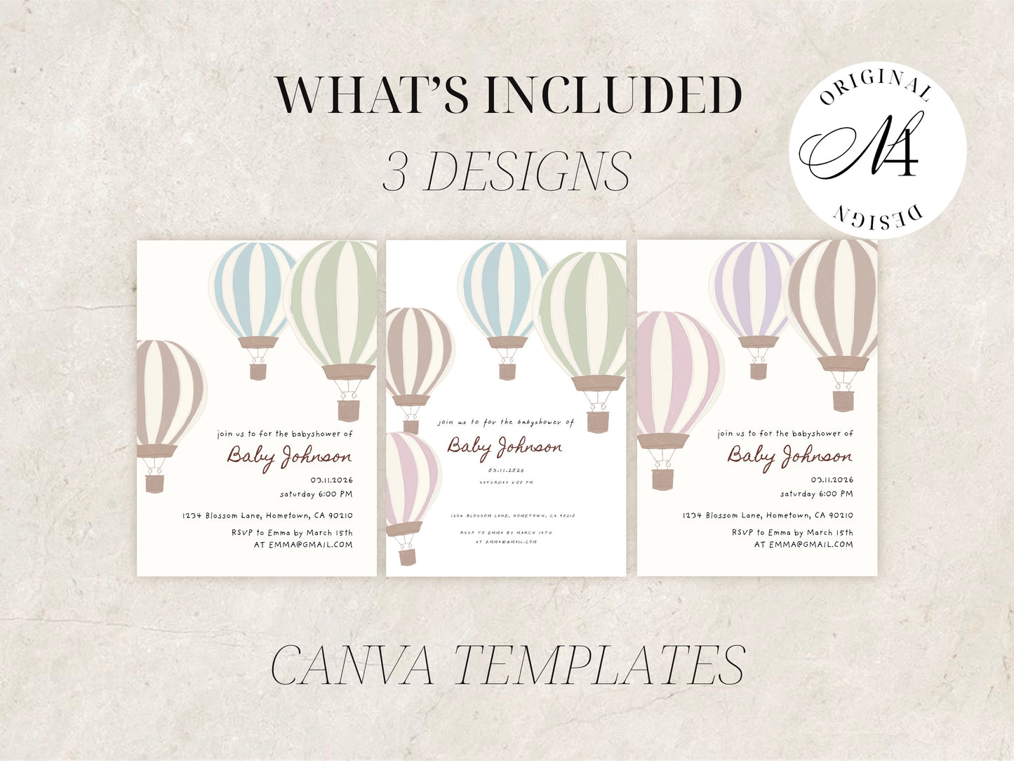 Balloons Baby Shower Invitation | Babyshower Canva Template