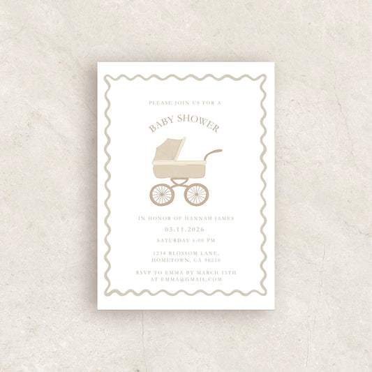 Pram Baby Shower Invitation | Babyshower Canva Template