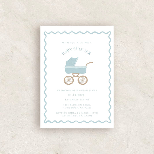 Pram Baby Shower Invitation | Babyshower Canva Template