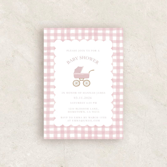 Gingham Baby Shower Invitation | Babyshower Canva Template