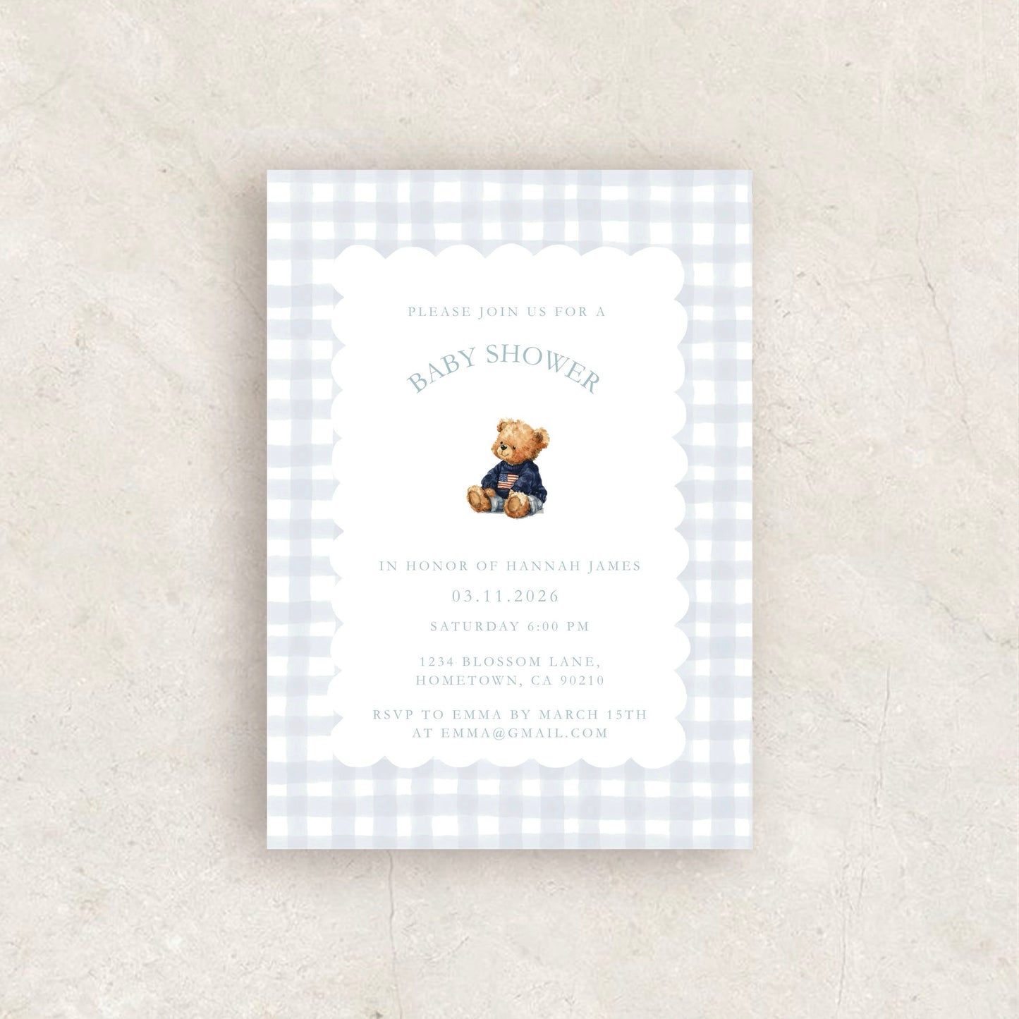 Bear Baby Shower Invitation | Babyshower Canva Template
