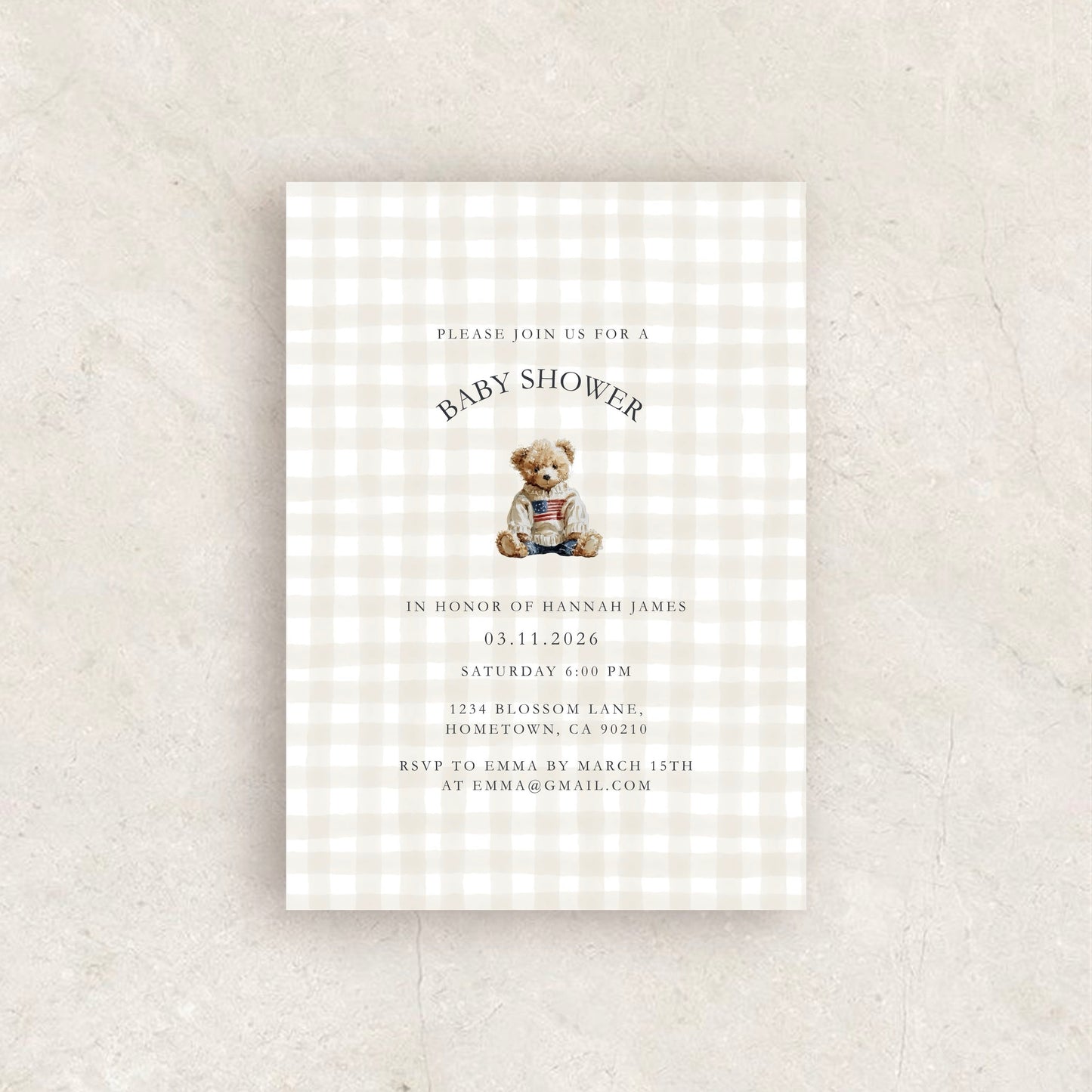 Bear Baby Shower Invitation | Babyshower Canva Template