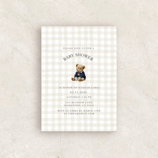 Bear Baby Shower Invitation | Babyshower Canva Template