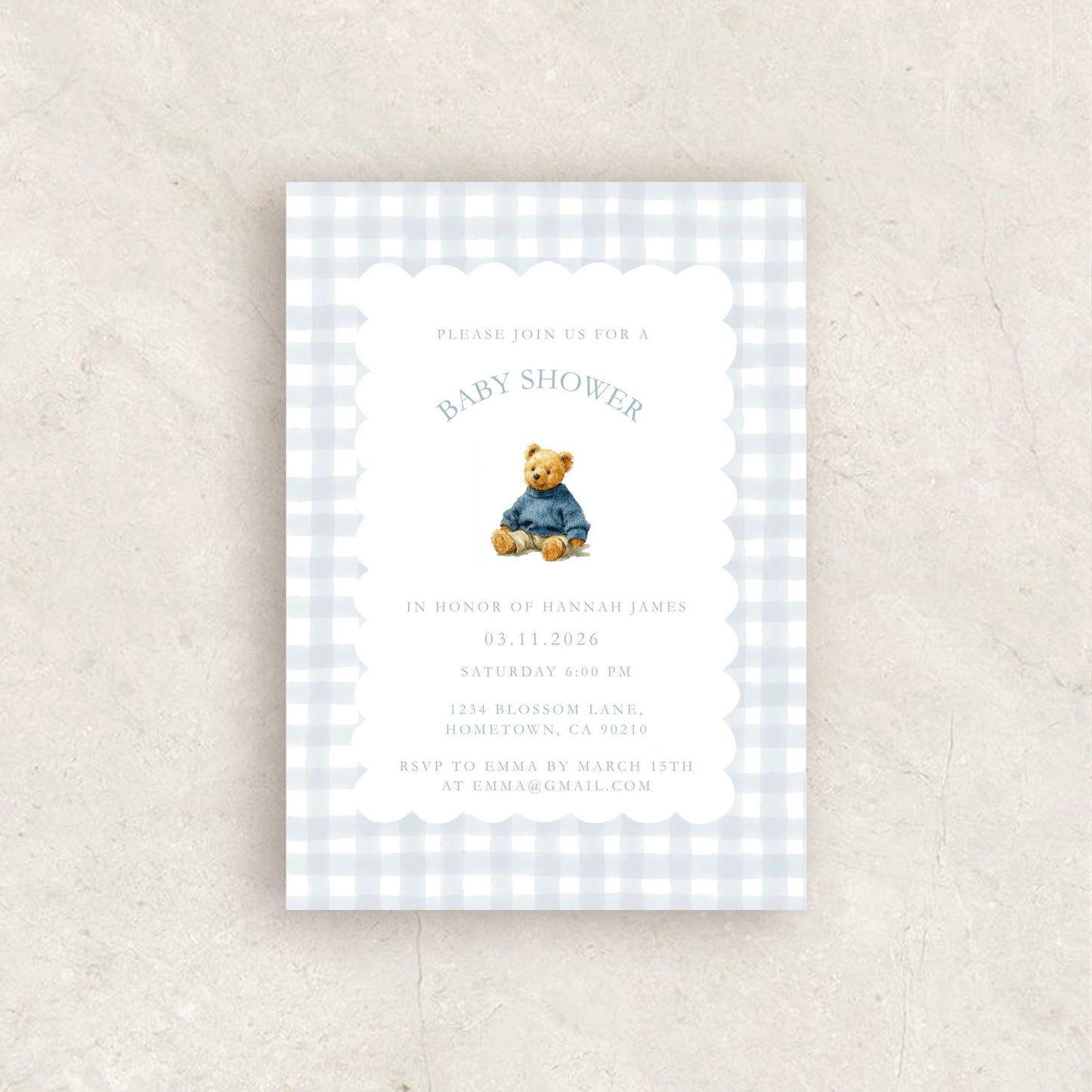 Bear Baby Shower Invitation | Babyshower Canva Template