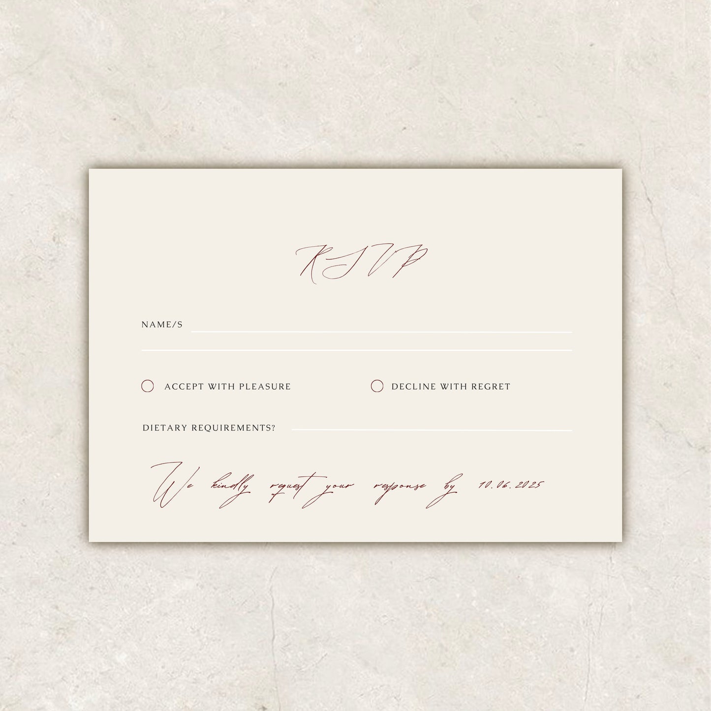 Burgundy Beige Garden Wedding Invitation Suite Canva Template