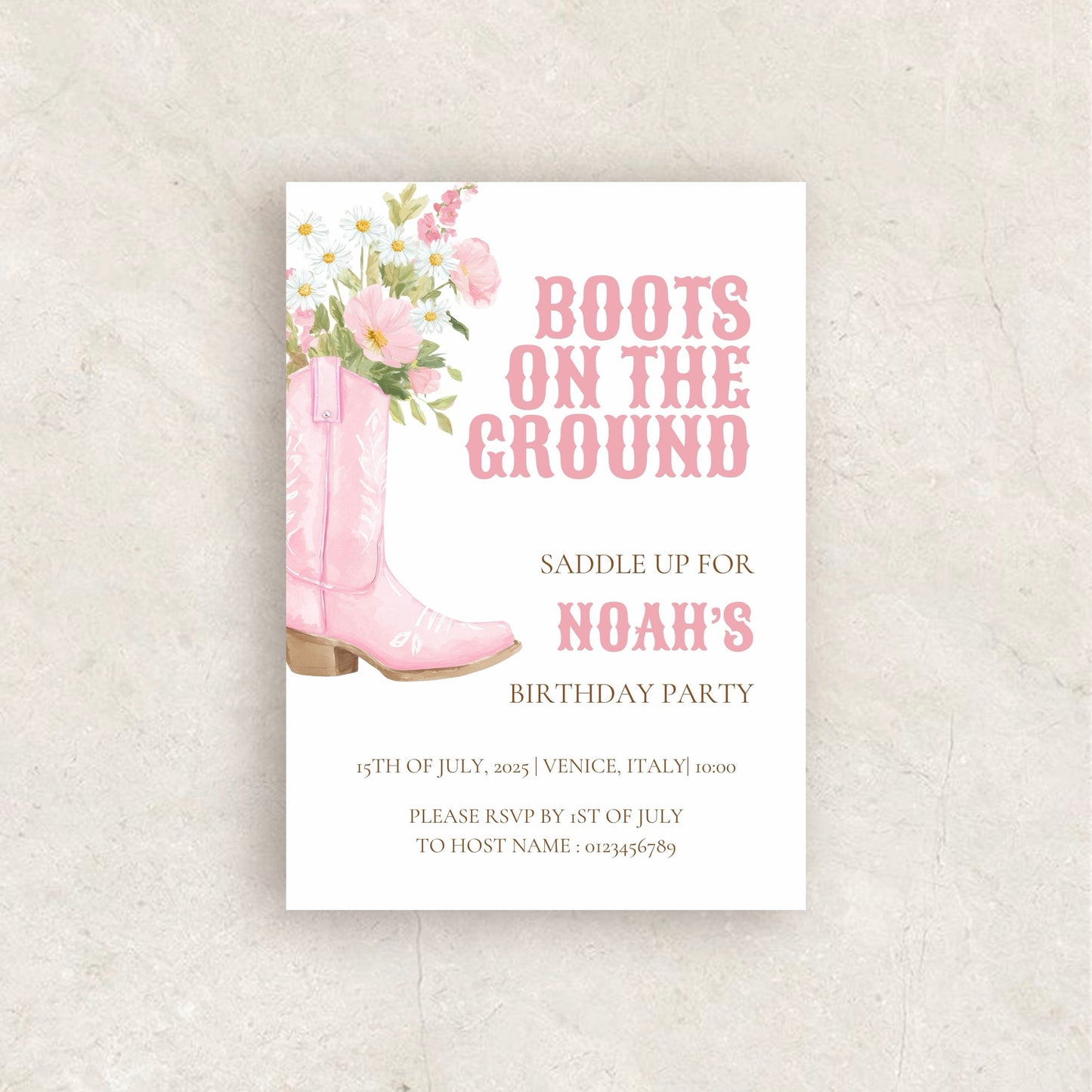 Boots on the Ground Birthday Party Invitation