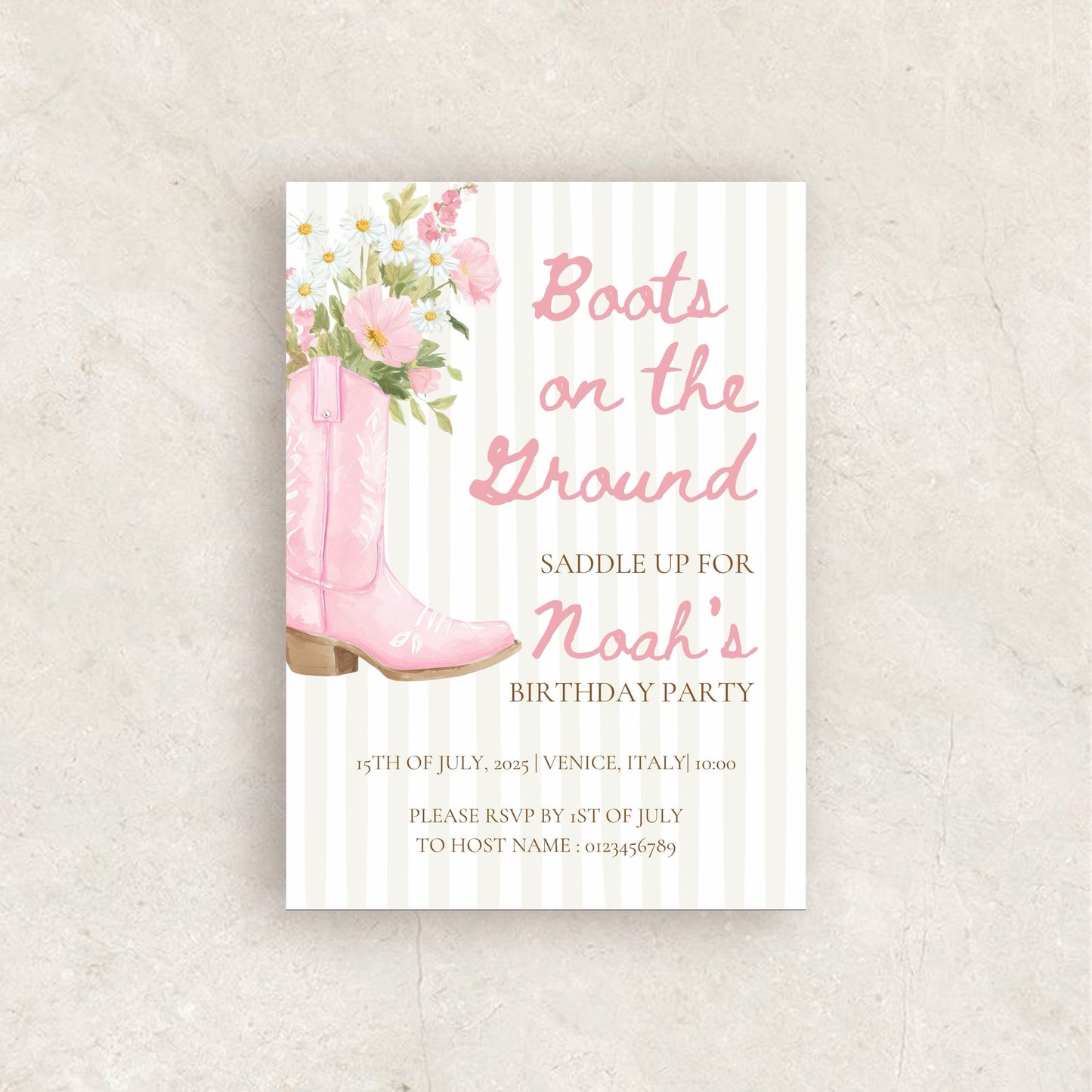 Boots on the Ground Birthday Party Invitation