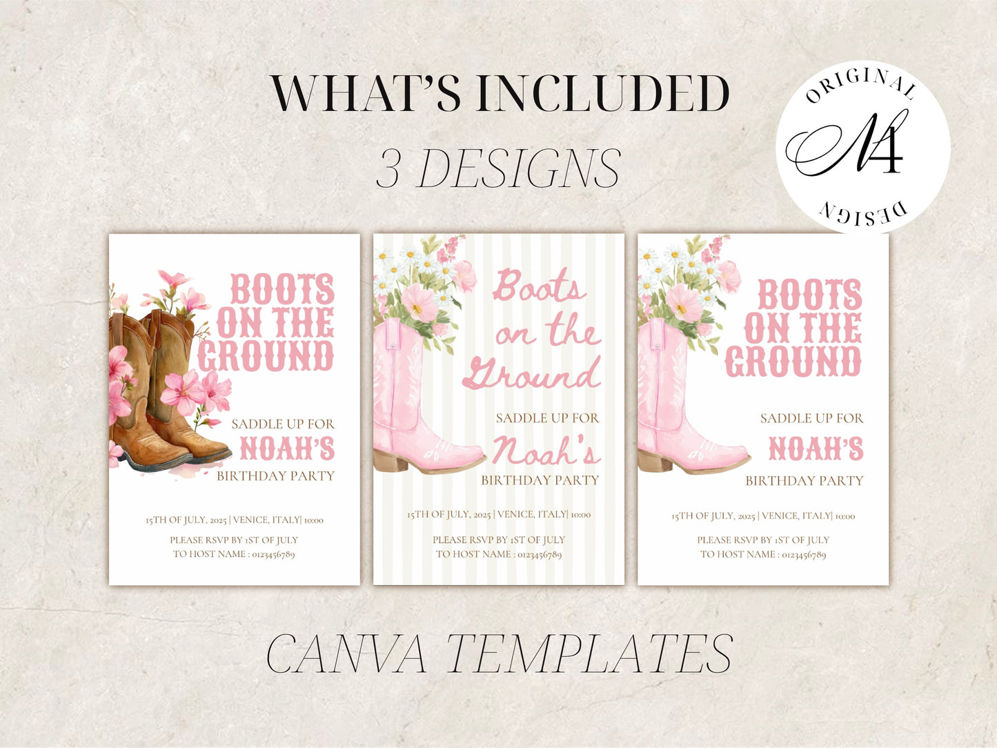 Boots on the Ground Birthday Party Invitation