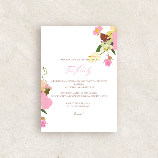 Floral Tea Party Invitation