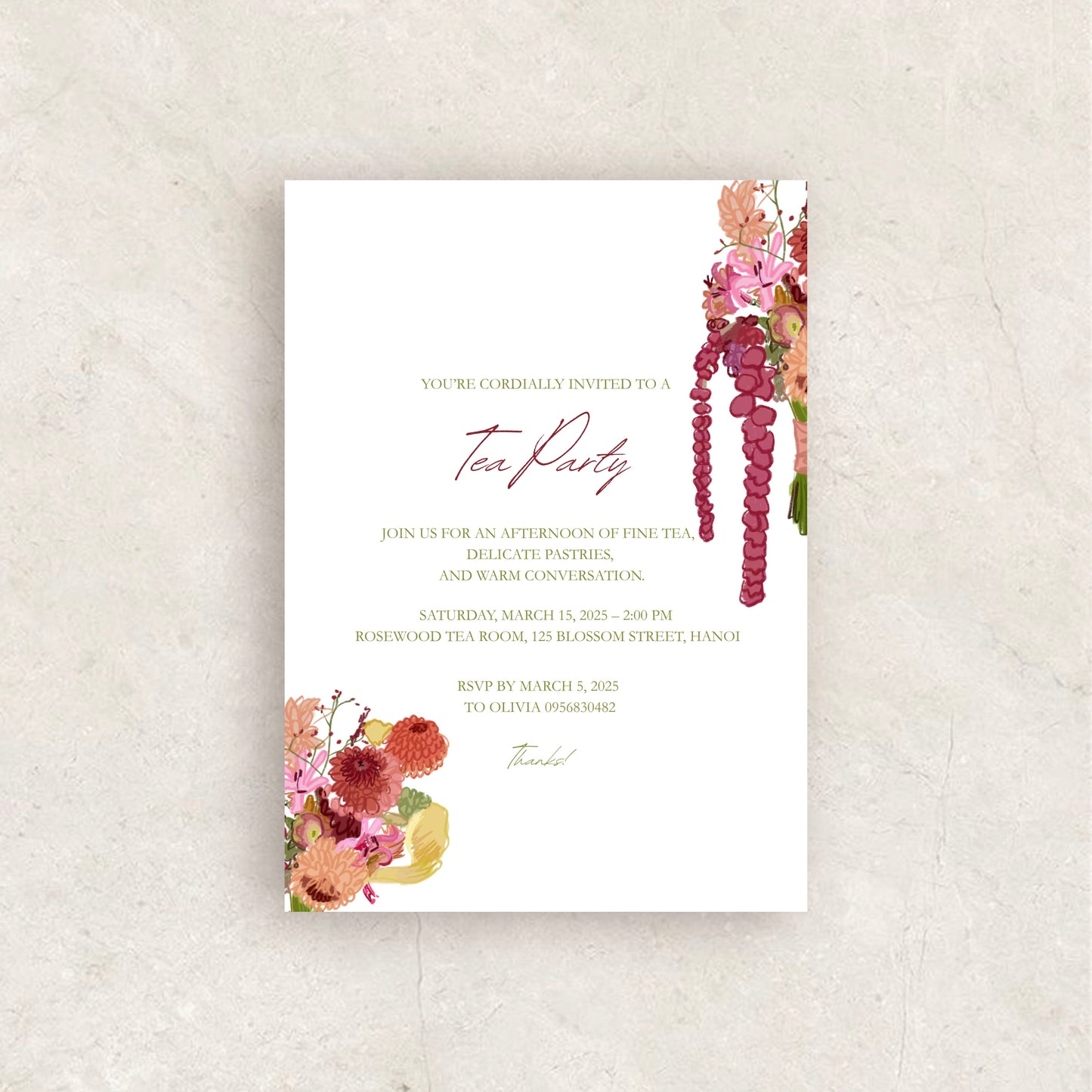 Floral Tea Party Invitation