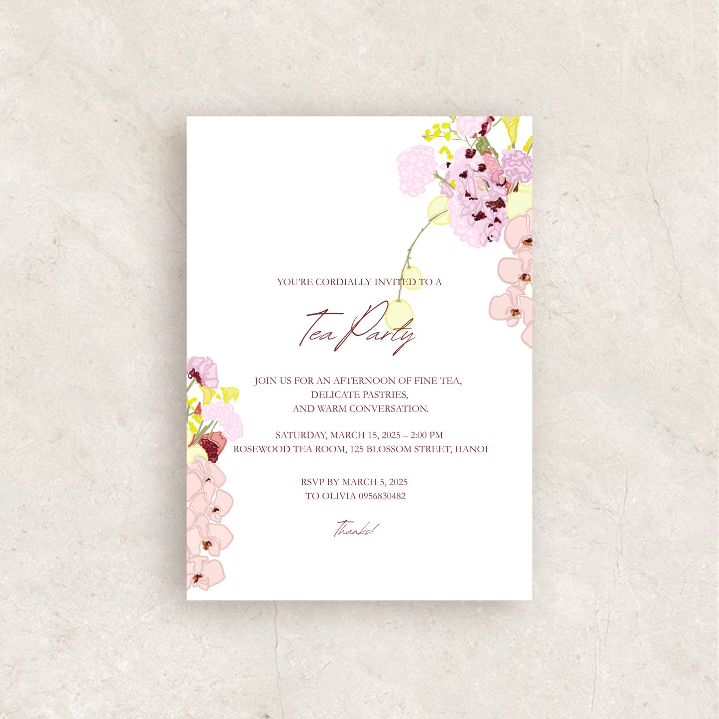 Floral Tea Party Invitation