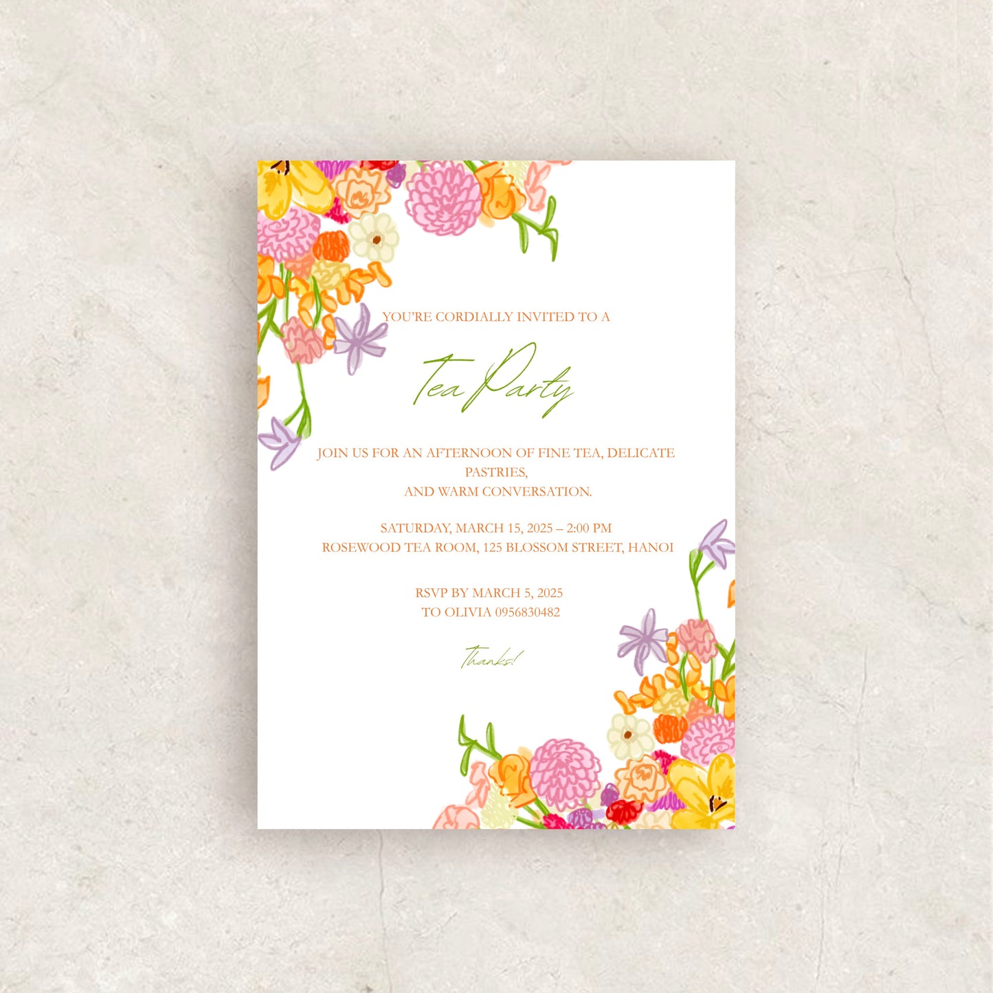 Floral Tea Party Invitation