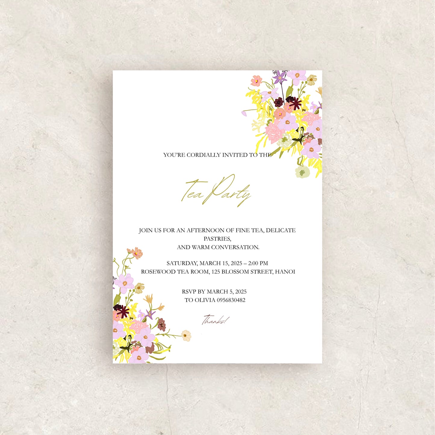 Floral Tea Party Invitation