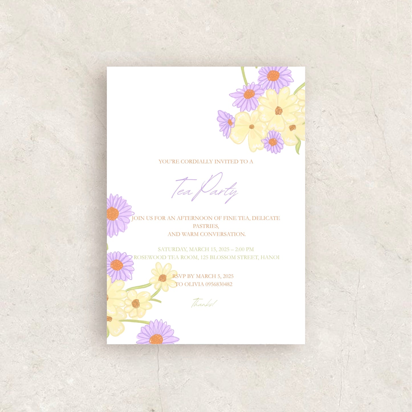 Floral Tea Party Invitation