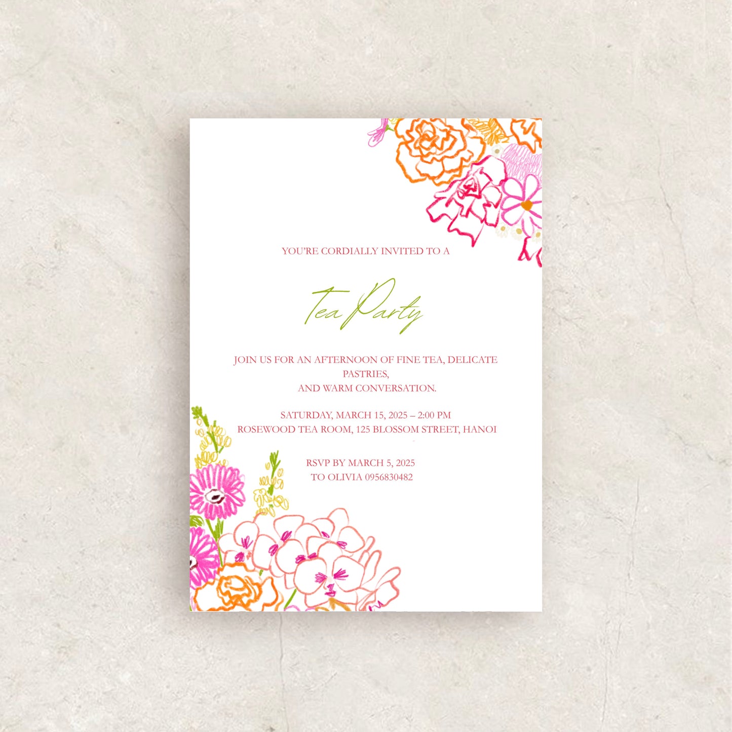 Floral Tea Party Invitation
