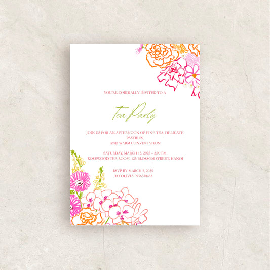 Floral Tea Party Invitation