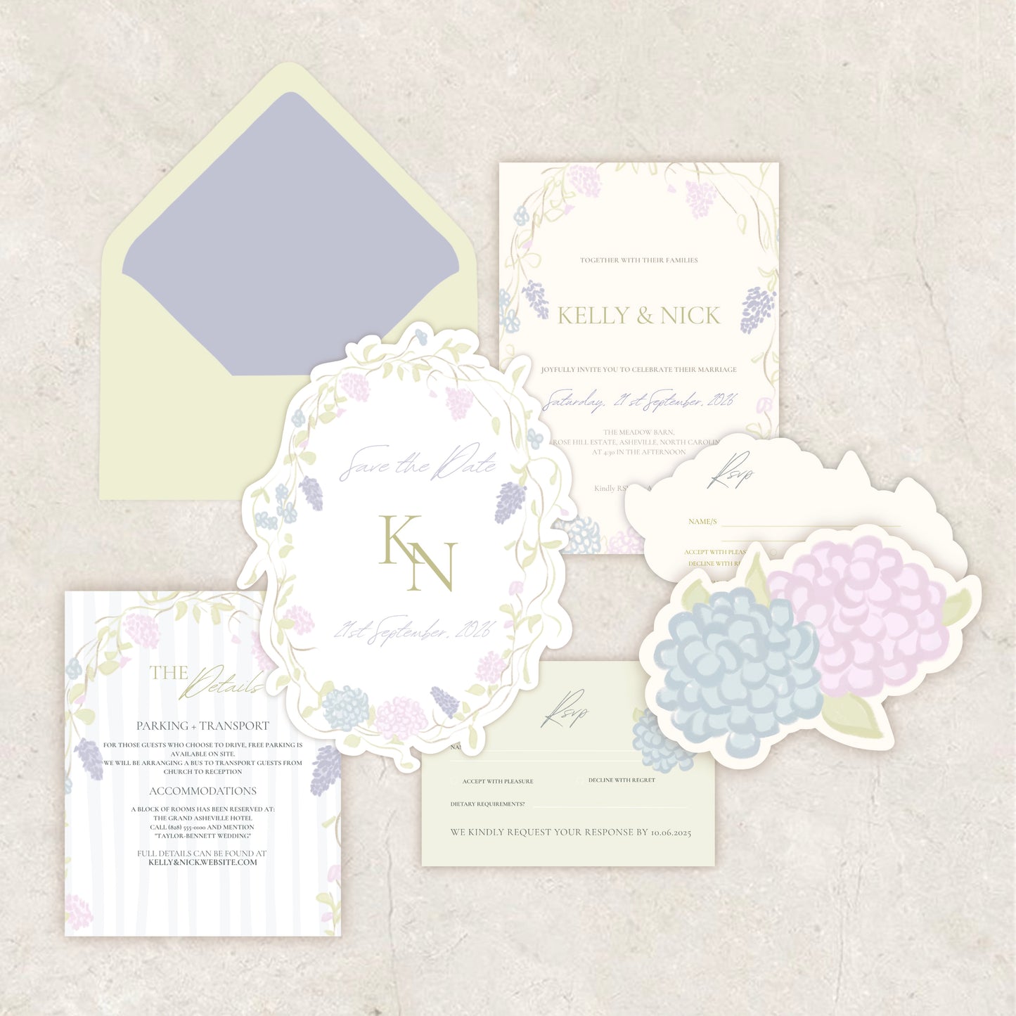 Floral Garden Wedding Invitation Suite Canva Template