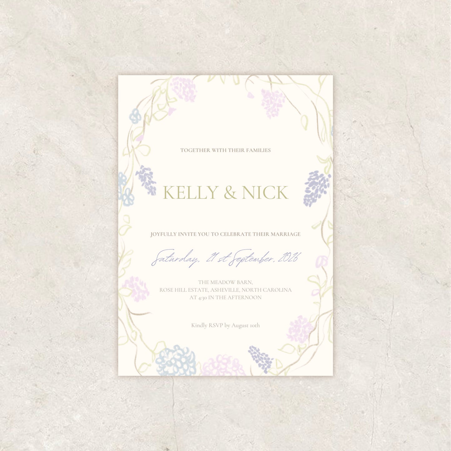 Floral Garden Wedding Invitation Suite Canva Template