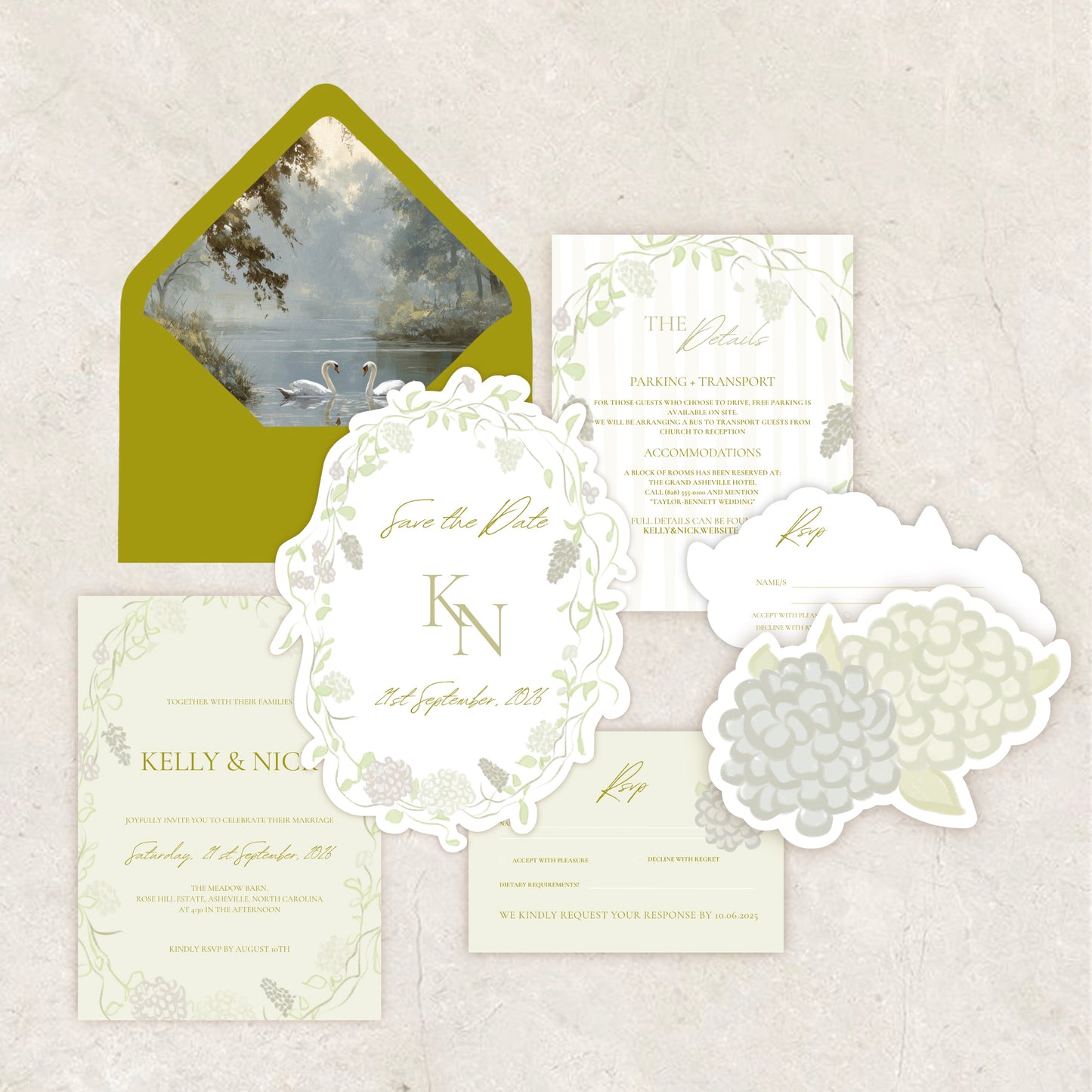 Floral Garden Wedding Invitation Suite Canva Template