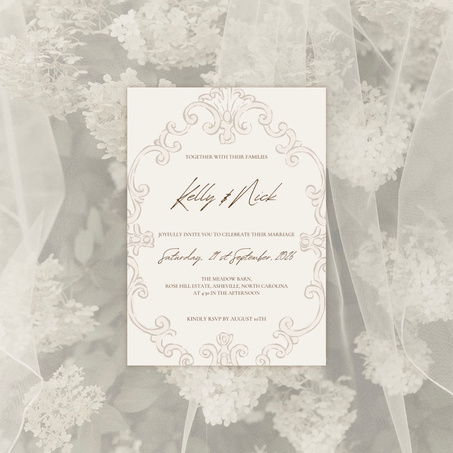 Baroque Wedding Invitation Suite Canva Template